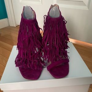Fringly Pur Suede Heels by Steve Madden
